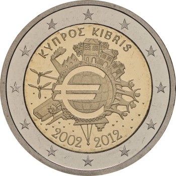 Kipras 2012 Eurų banknotų ir monetų dešimtmetis